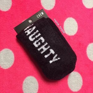 VS PINK Fuzzy Naughty Nice Black Crew Socks NWT Victoria's Secret